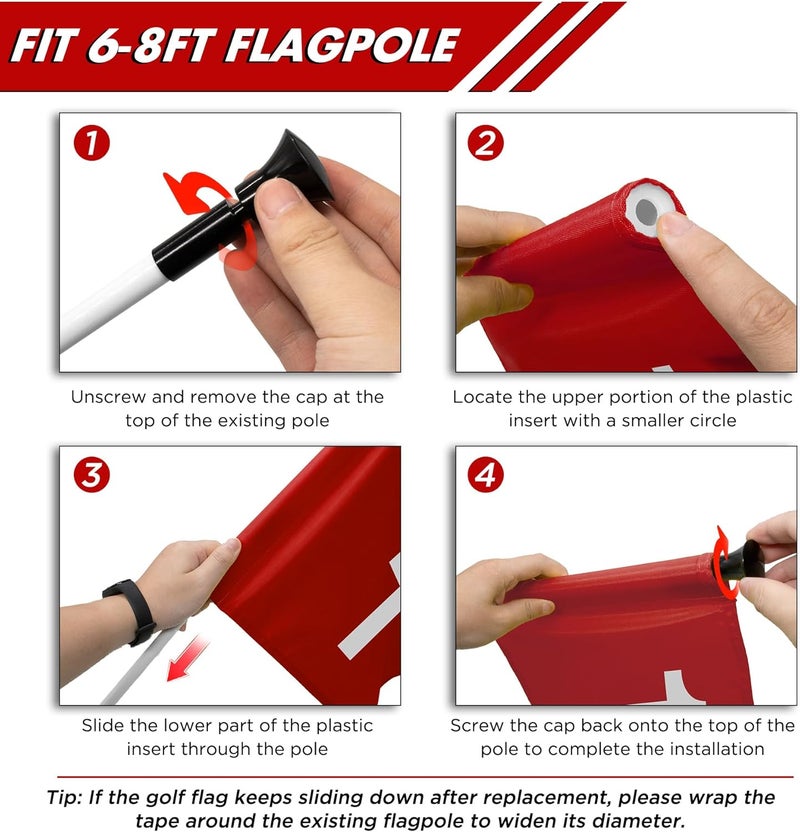 KINGTOP Numbered Golf Flag 20x14 Inch - 420D Dual-layer Nylon, Double Sided Printed, Tube Inserted - Standard Putting Green Flags for Backyard Practice, Golf Courses, Country Club, #1-4 - Image 4